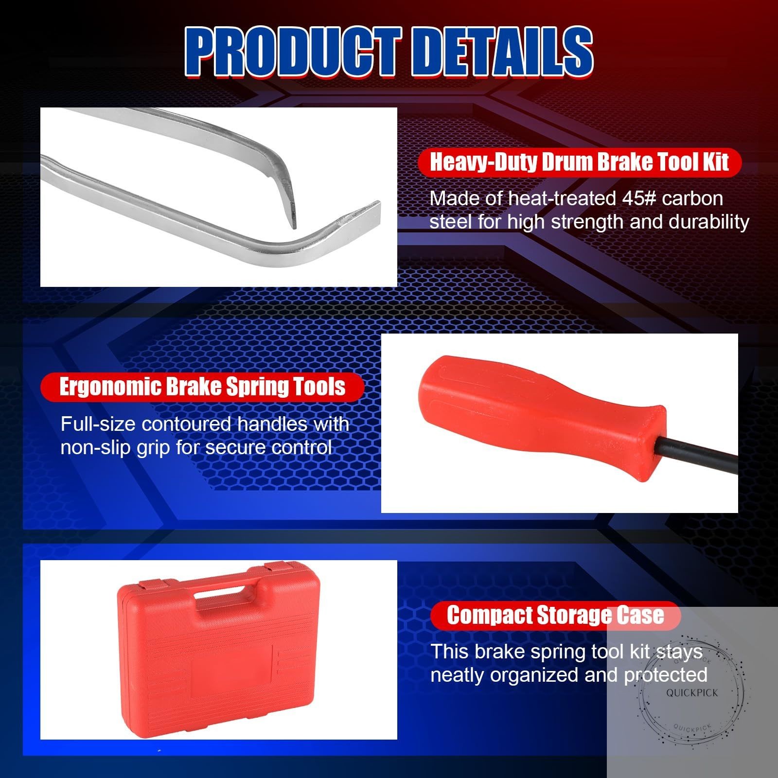 8PCS Drum Brake Tool Kit Brake Spoon Set with Drum Brake Spring Pliers, Brake Sp