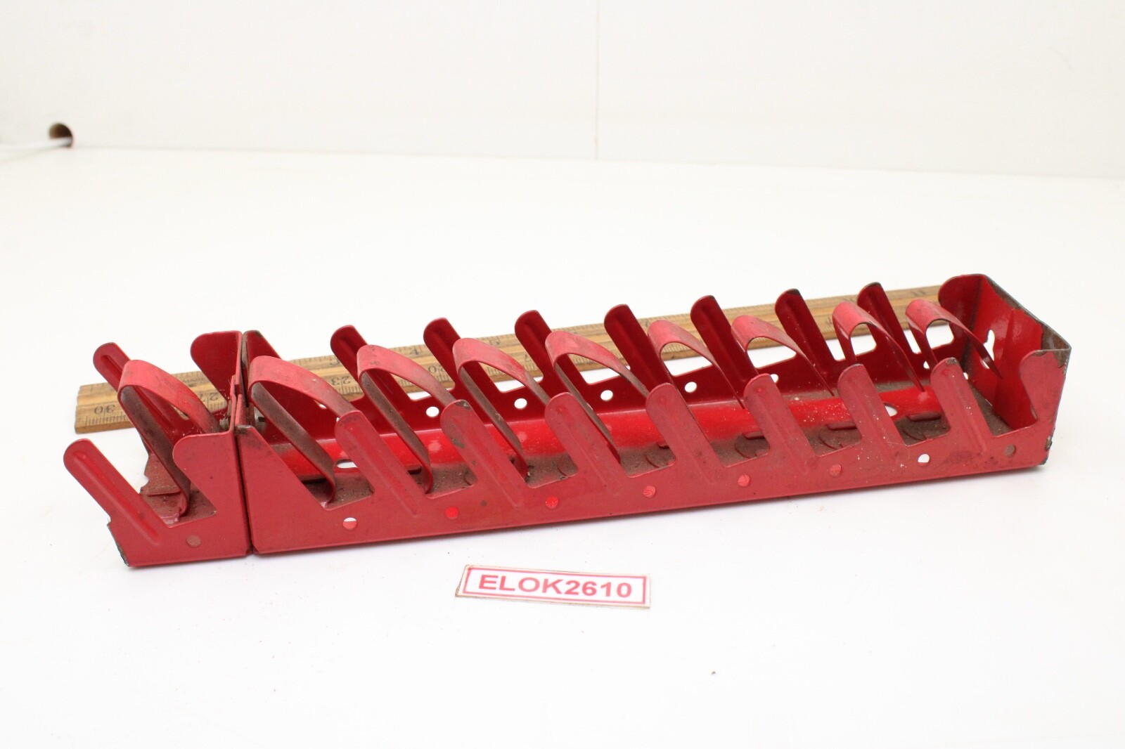 Spanger Model 850 Wrench Rack Only Holds 8 Wrenches Red Metal Wall Mount USA