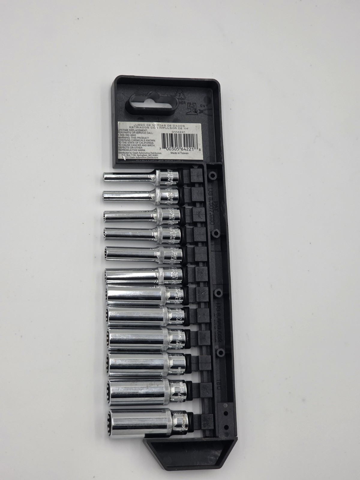 Power Torque GM4221 12pc 1/4″ Drive Deep Spline Socket Set MM SAE Mechanic Tools