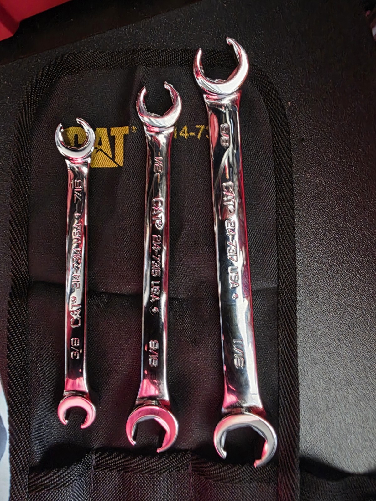 NEW CAT Snap-on Made 3 Pc SAE Flare Nut Line Wrench Set /USA Made