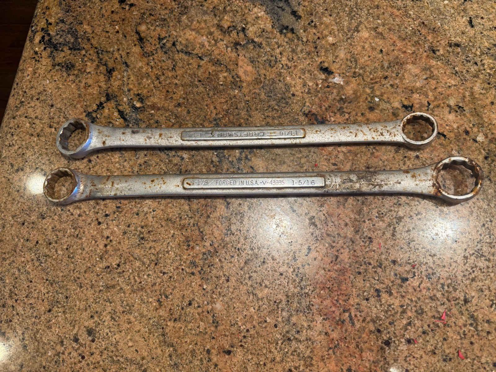Qty=2 Craftsman VV 43935 12 point double Box End, Wrench 1-1/8 & 1-5/16 USA