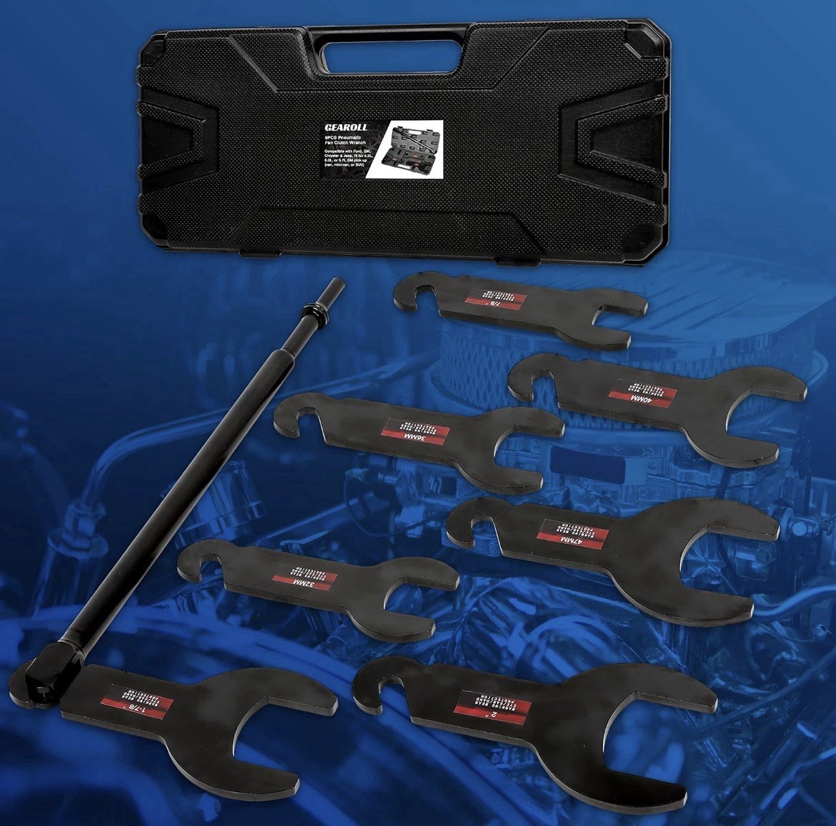 8PCS Pneumatic Fan Clutch Wrench, 43300 Fan Clutch Removal Tool Kit, Auto Repair