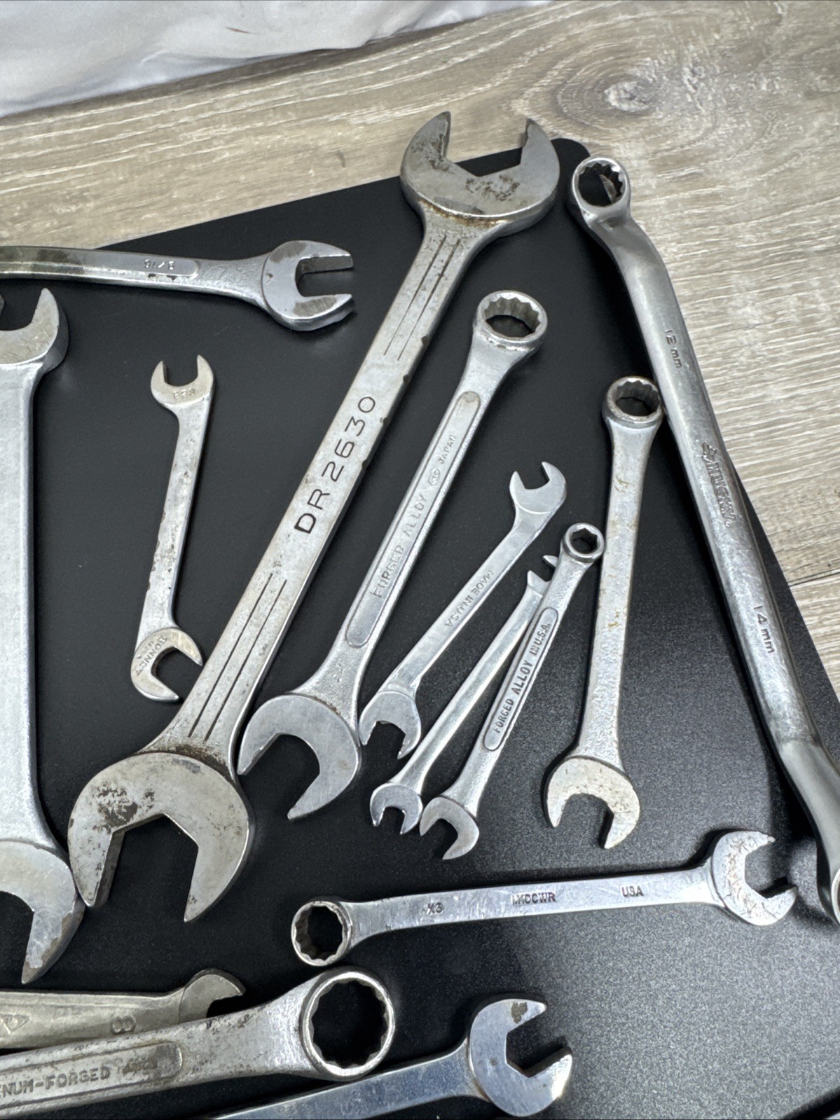Vintage Lot of 33 Assorted Wrenches Tools Craftsman, Mac, Dunlap,Powr-Kraft,More