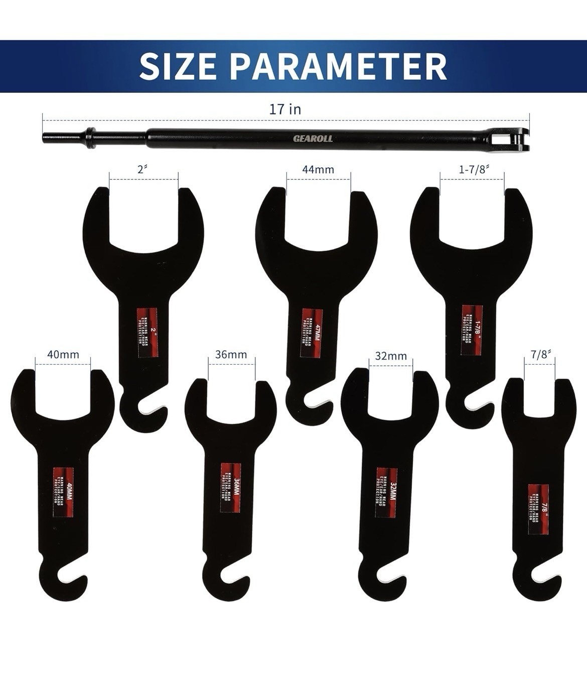 8PCS Pneumatic Fan Clutch Wrench, 43300 Fan Clutch Removal Tool Kit, Auto Repair