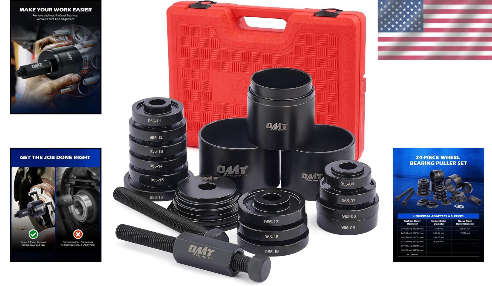 Pro-Grade Wheel Bearing Removal Kit – 24pc Set with All Necessary Tools Included