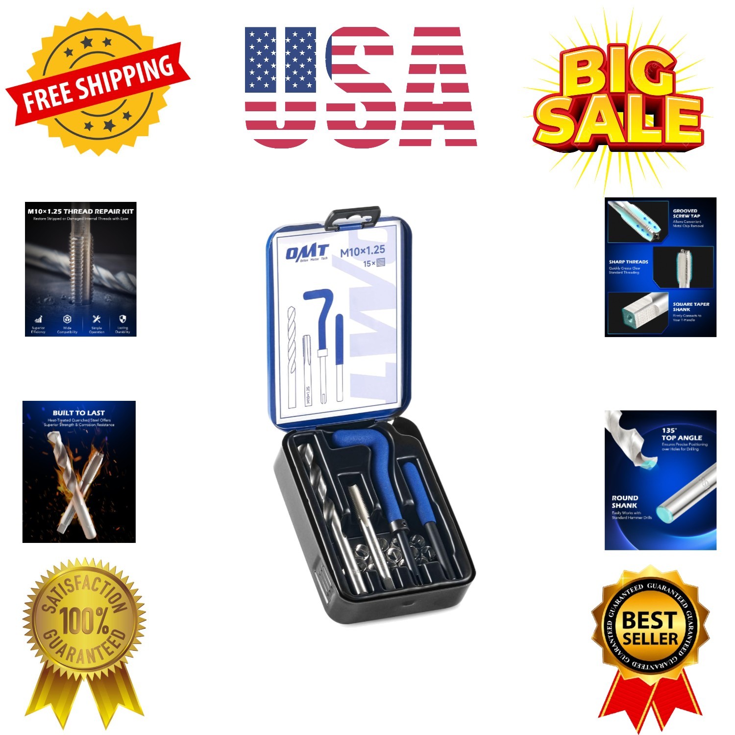Helicoil Thread Repair Kit, M10x1.25 Thread Repair Tool with HSS Drill Bit & …