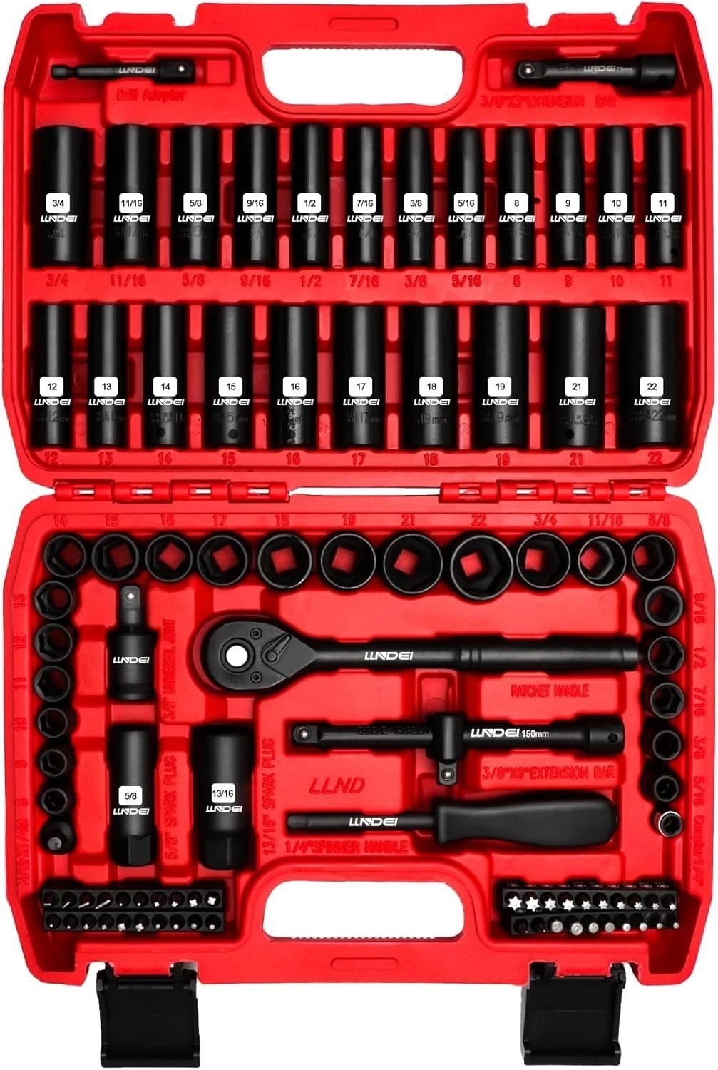 Versatile 95-Piece Chrome Vanadium Socket Set – 6-Point Design for Power Tools