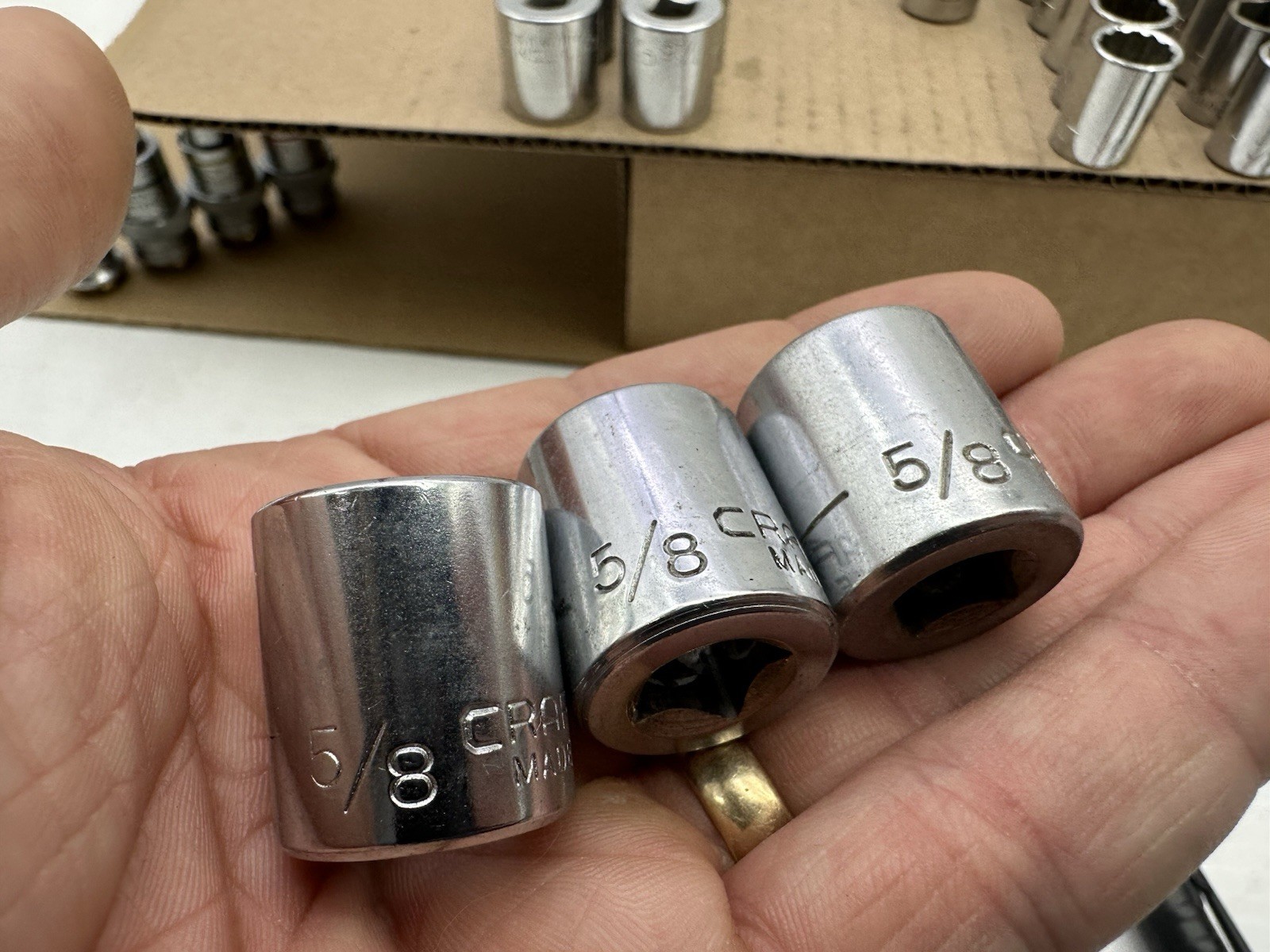Vintage Craftman VV 49pc Set SAE 3/8″ Dr 12/6 Pt Socket Lot – 3/8-3/4” Vtg USA