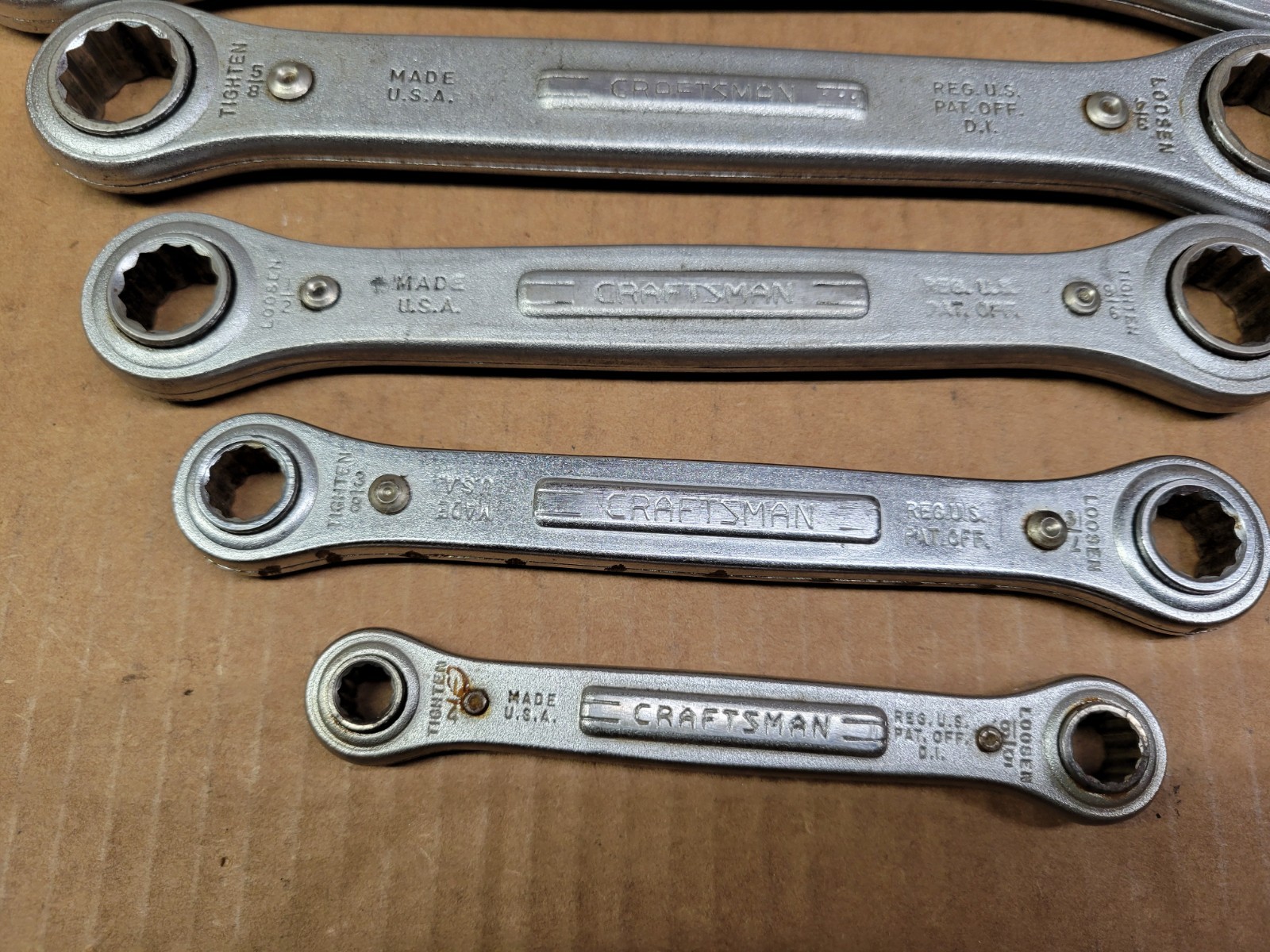 Vintage Craftsman USA 5-Piece ratcheting Box End Wrench Set