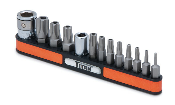 Titan 16137 13pc Tamper Resistant Bit Set 1/4in and 3/8in Drive Sockets