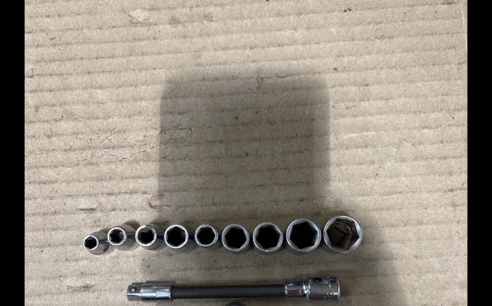 Vintage Craftsman 10pc. 6 Pt. 1/4 drive sockets 4” flex extension