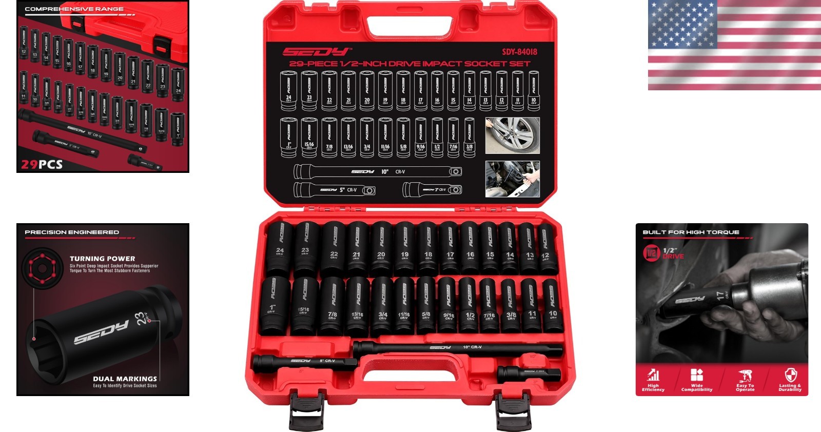 29-Piece Chrome Vanadium Impact Socket Set – Precision Tools for Every Job