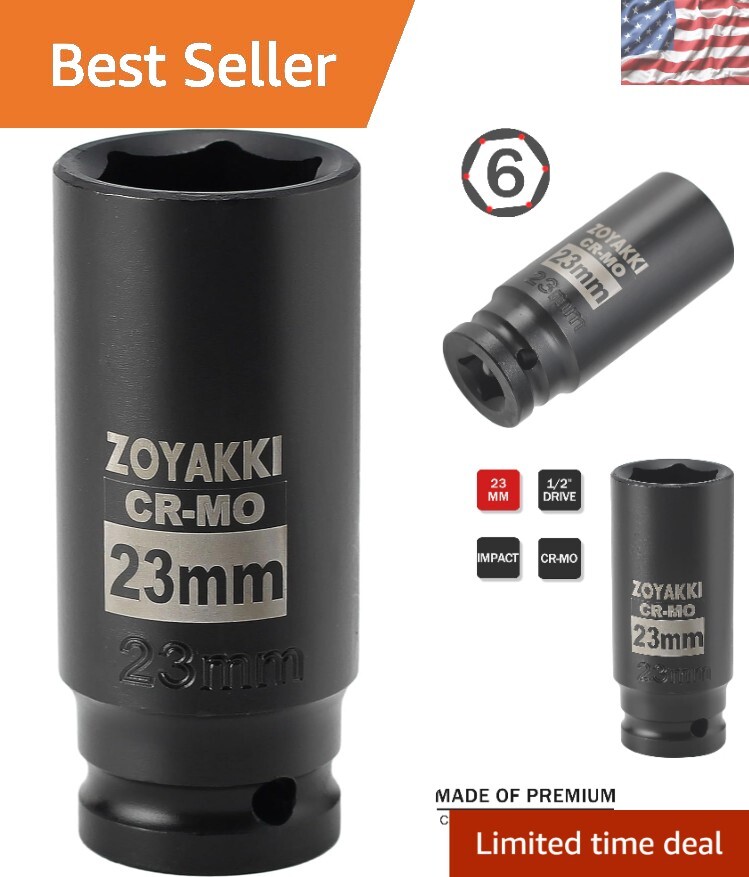 Efficient 1/2″ Drive 23mm Impact Socket with Laser Etched Marking for Precision