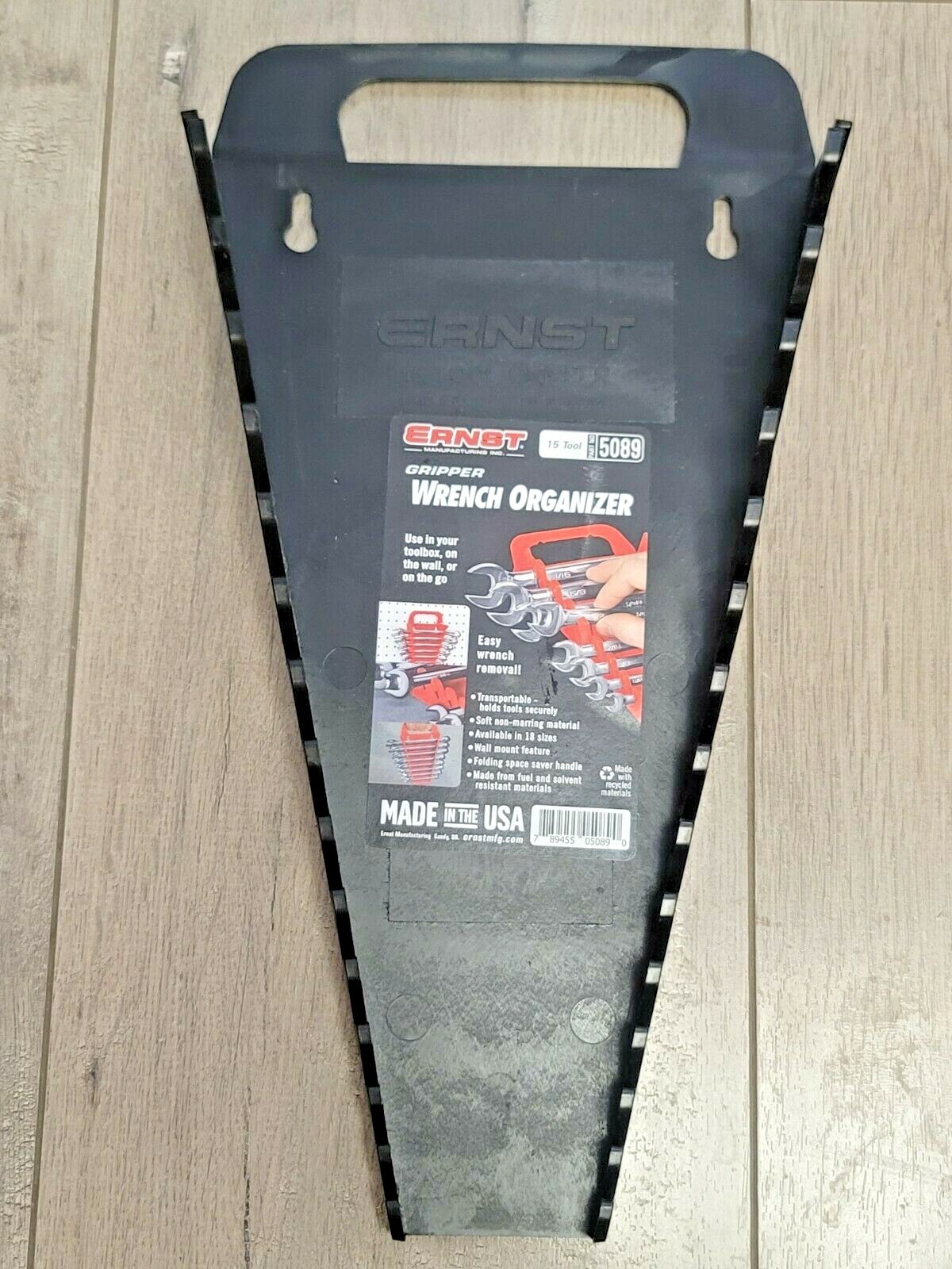 Ernst 15 Slot Black Gripper Wrench Rack Organizer, Made in USA #5089
