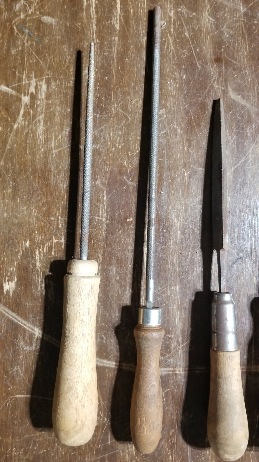 Vintage (6) Lutz File Tool Handle Lot Set Nicholson Heller Flat Mechanist Round