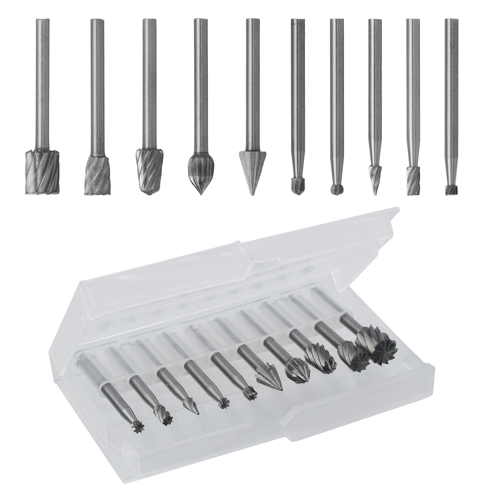 10Pcs Diamond Burr Bits Drill Set Rotary Multi Tool Accessories Kit For Dremel