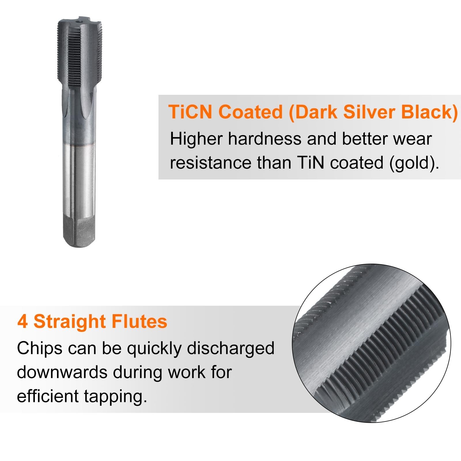 M18x1 + M16×1.75 mm Metric Thread Tap 6542 Steel TiCN Coat Right Hand Plug Screw
