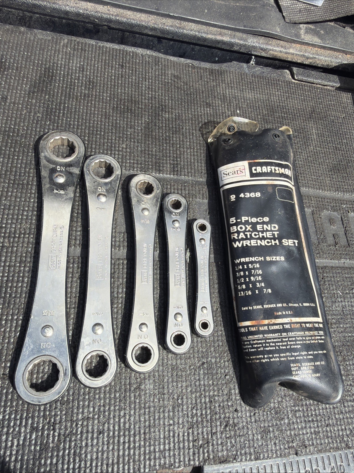 Sears Craftsman USA Nos 5pc Fog one Double Box Ratcheting Wrench Set Sae 4368