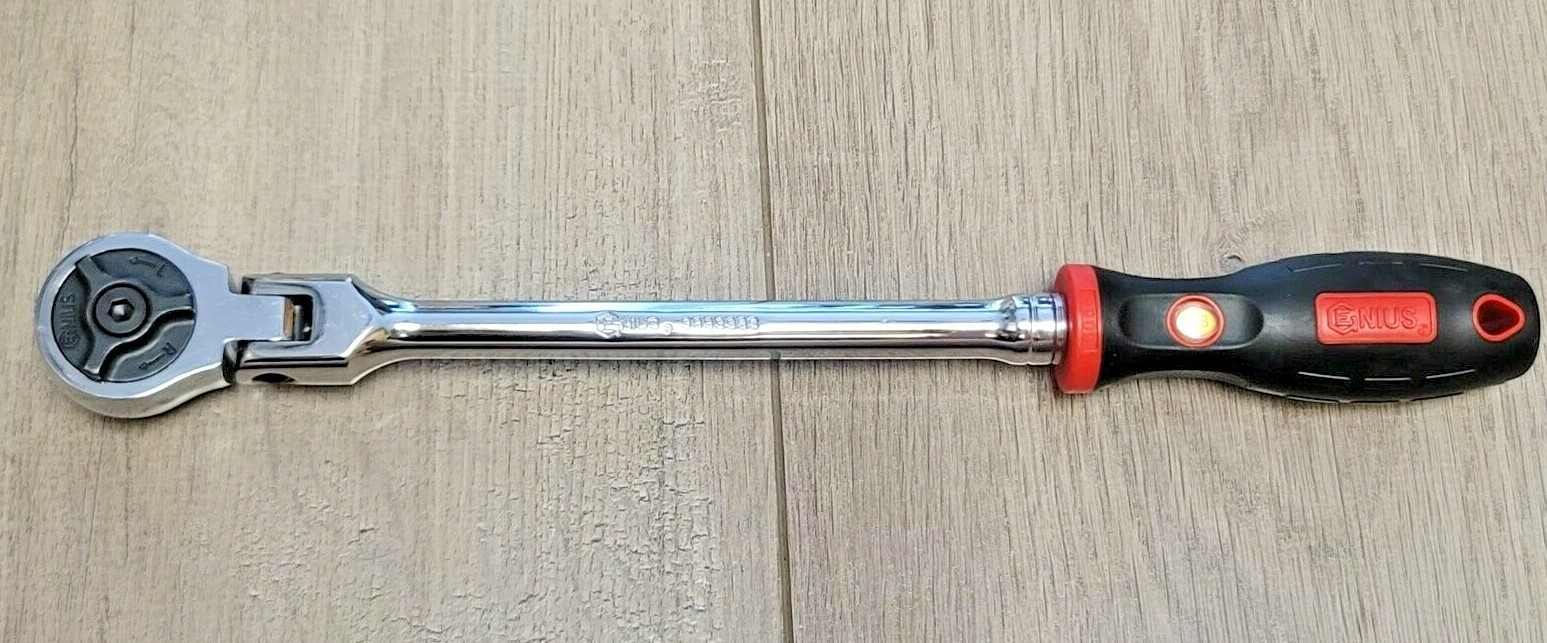 Genius Tools 3/8″ dr Long Handle Flex Head Ratchet w/Comfort Grip #383338S