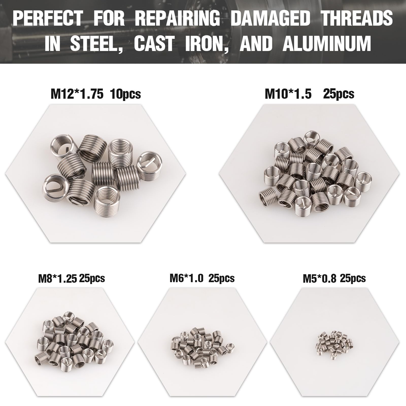 Premium 131-Piece Metric Helicoil Thread Repair Kit, Comprehensive HSS Drills, I