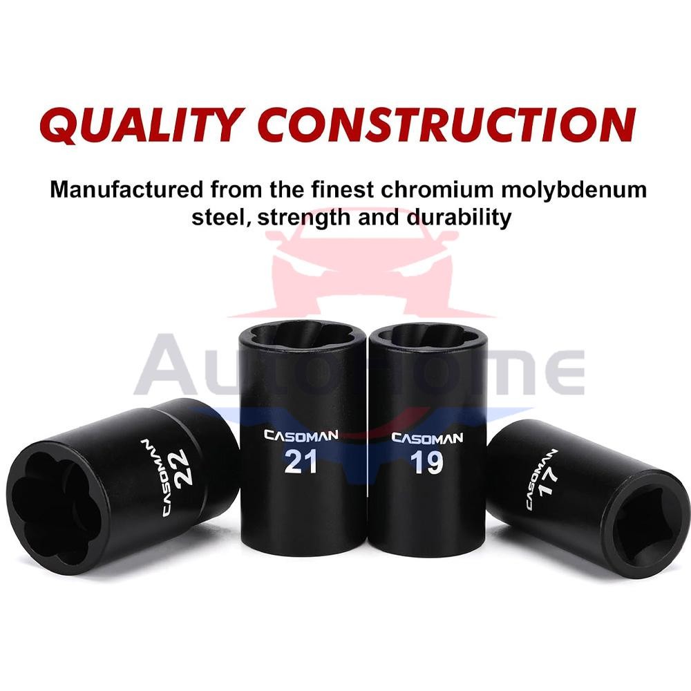 5Pcs Twist Socket 1/2” Drive For Wheel Lug Nut Damaged Removal and Extractor