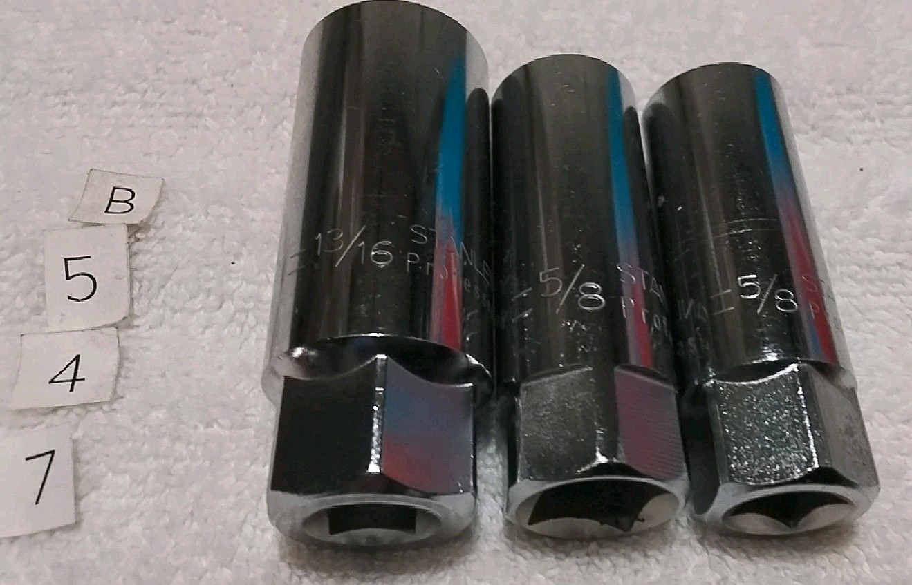 3pc STANLEY 3/8″&1/2″ DRIVE SPARK PLUG SOCKET SET SAE USA 🇺🇸