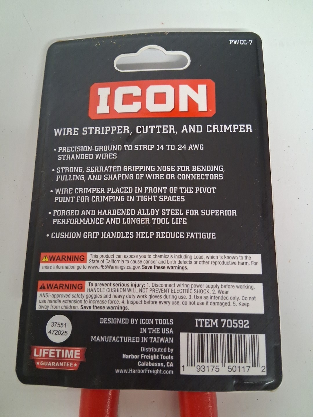 ICON 70592 7″ Inch Wire Stripper Cutter Crimper Pliers Brand NEW PWCC-7