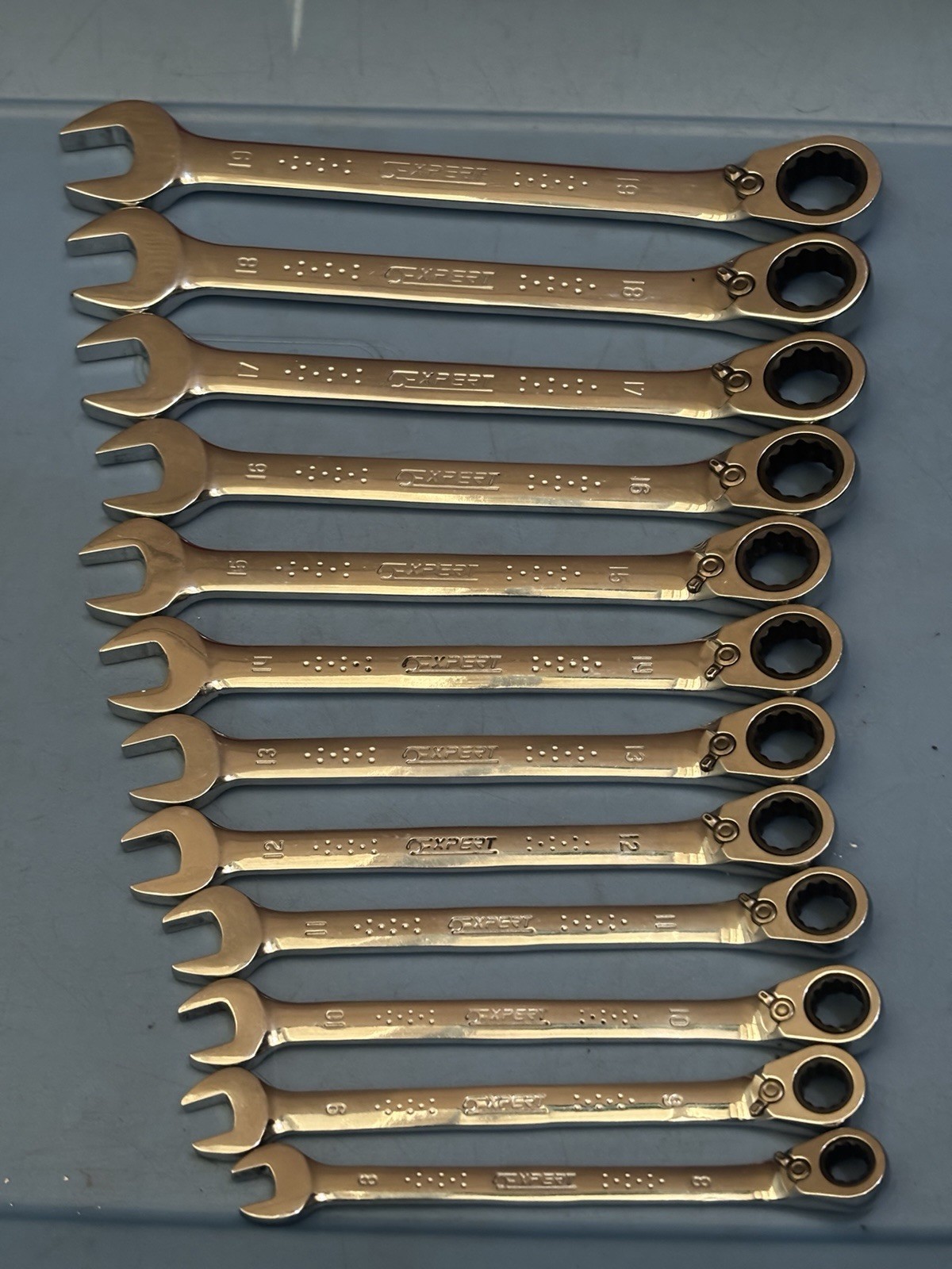 EXPERT 12pc Metric Fast Ratchet Spanner Wrench Set 8-19mm E111101 Mac Tools