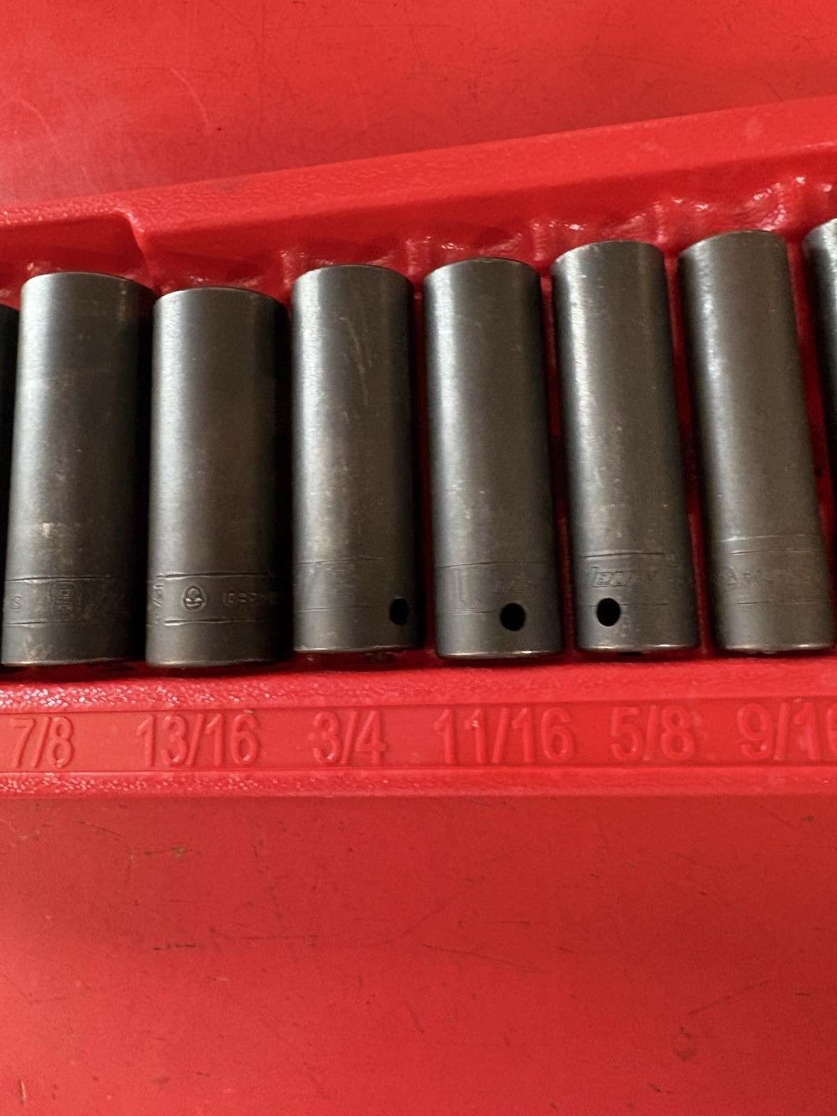 Snap-on 9 pc. 1/2″ drive 6 pt. SAE Flank Drive Deep Impact Socket Set 309SIMYA