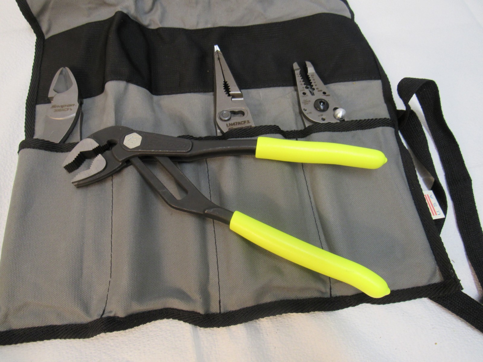 Snap On 4pc Plier Set 388ACF + PWCS9AF + LN47ACF +AWPBX10PL4TGKB1 High Vis Yello