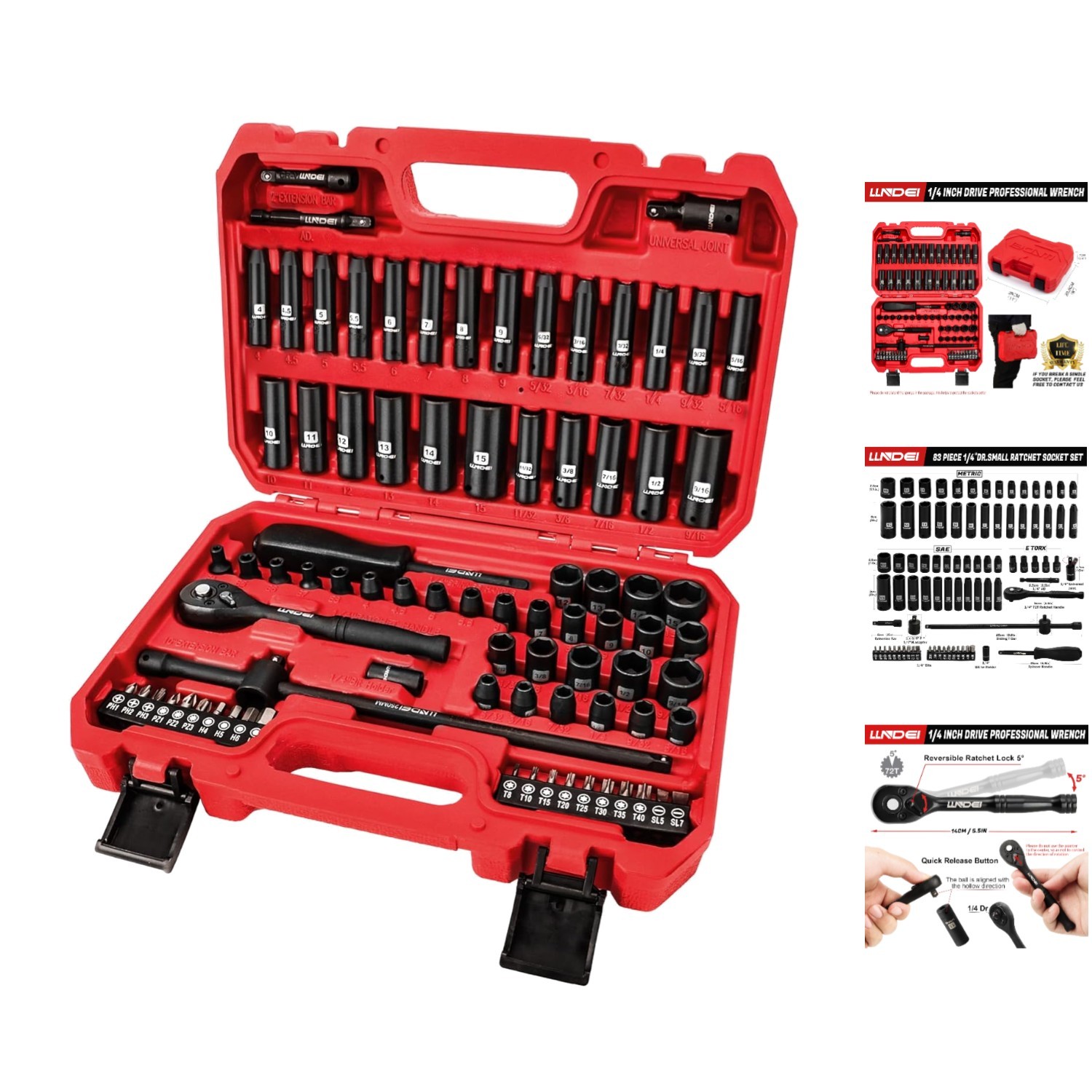 Complete 1/4 Inch Drive Impact Socket Set – 83 Pieces for Mechanics & DIYers