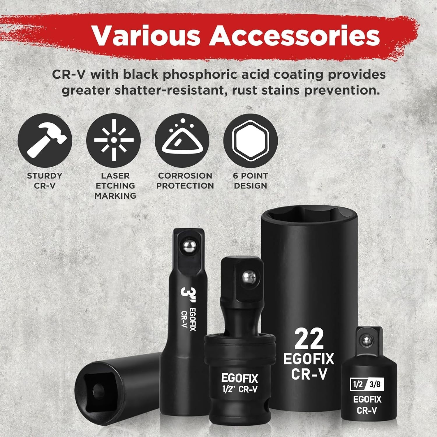Versatile 49-Piece Metric Impact Socket Set with Universal Joint & Adapters
