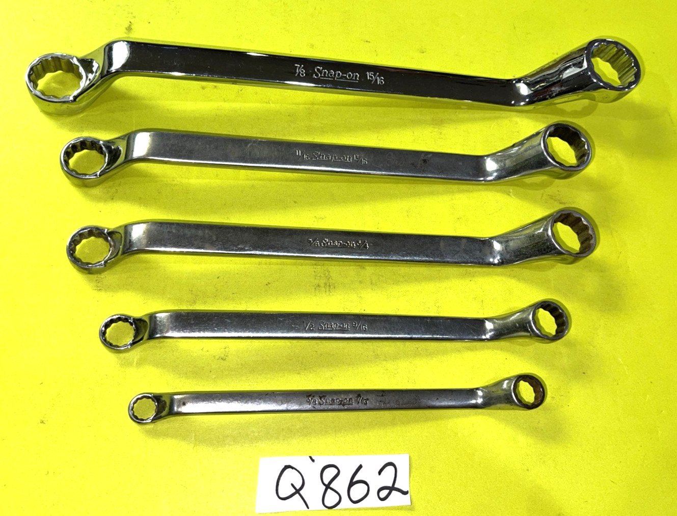 SNAP-ON TOOLS 5 PIECE SAE. DEEP OFF-SET BOX-END WRENCH SET 3/8 TO 15/16