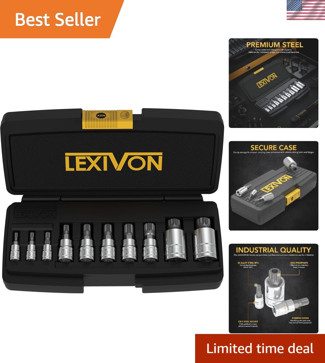 Brand New XZN Triple Square Spline Bit Socket Set