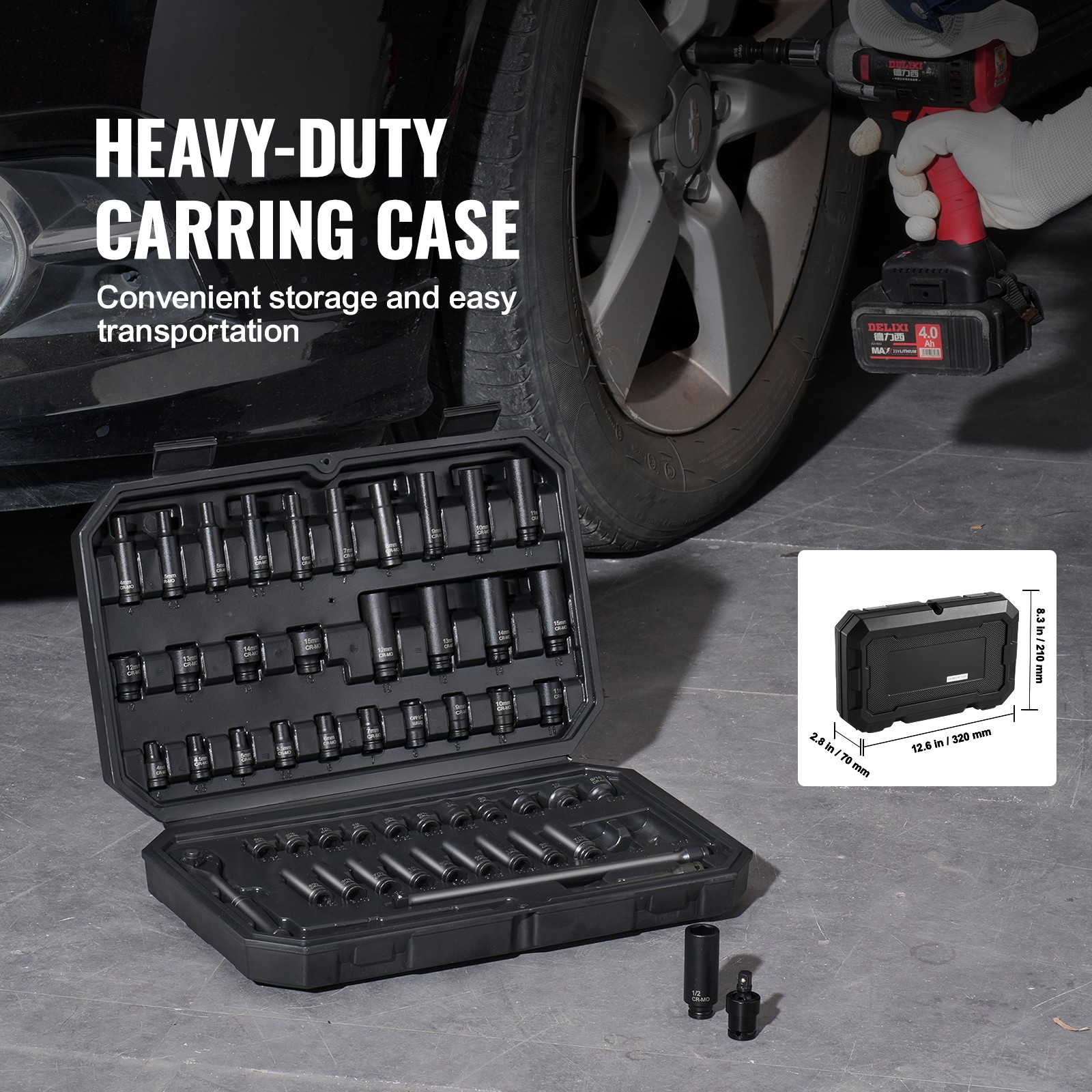 Uimoso Impact Sockets Set 55pcs 6-Point 1/4″ Drive Bit Ratchet Tool Kit Case