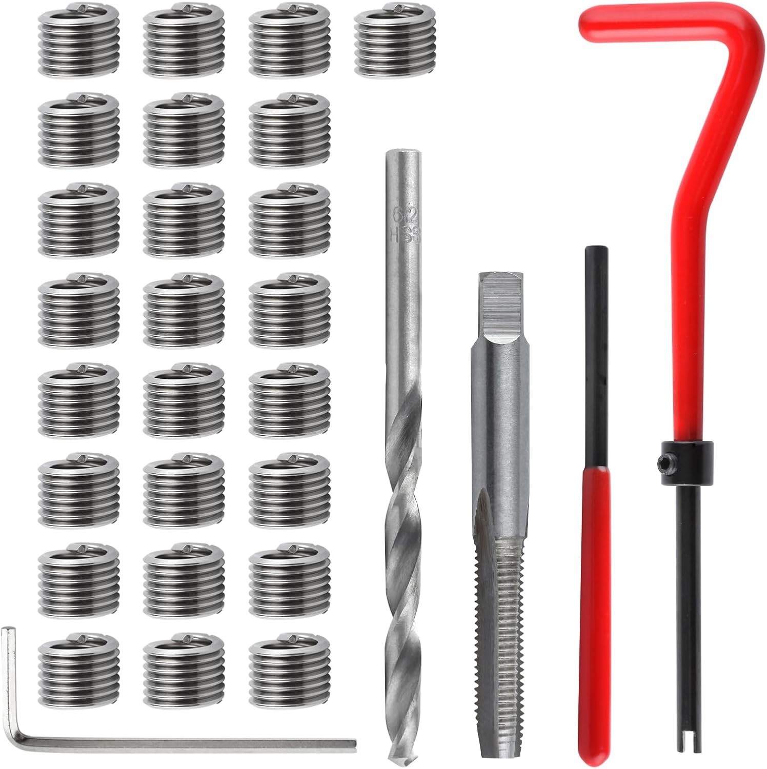 Portable M6 x 1.0mm Thread Repair Kit: Complete 30-Piece HSS Set for DIY Repairs