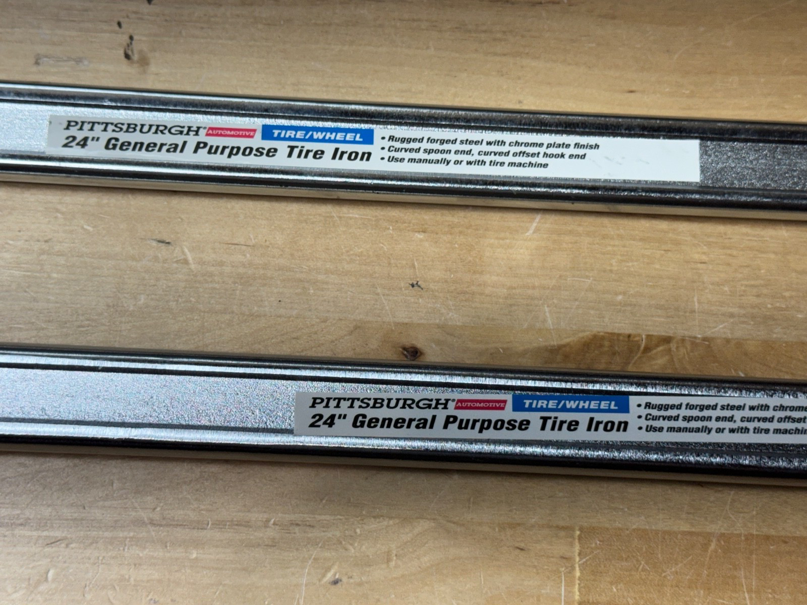 2 – PITTSBURGH 93230 General Purpose Tire iron 24″ Forged Steel Chrome Plate LOT