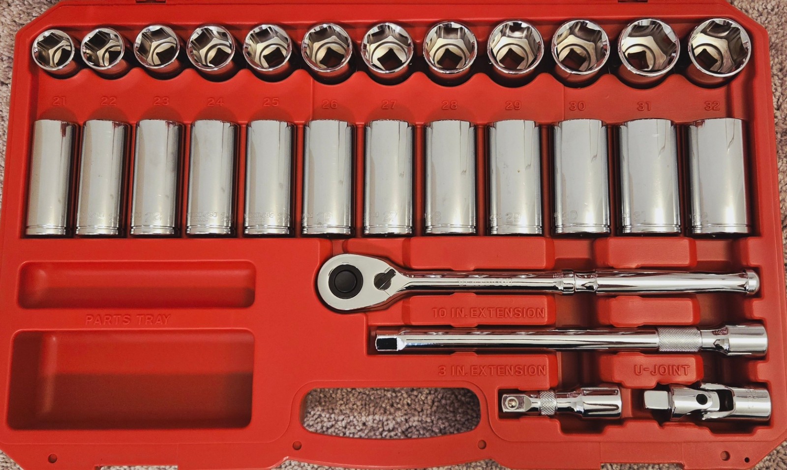 Tekton 1/2″ Drive Shallow & Deep 6-Pt Socket & Ratchet Set (10-32 mm) | SKT25201