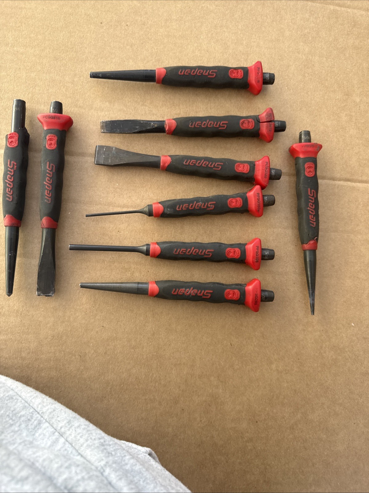 SNAP-ON 9PC Red SOFT GRIP PUNCH AND CHISEL SET #PPCSG710