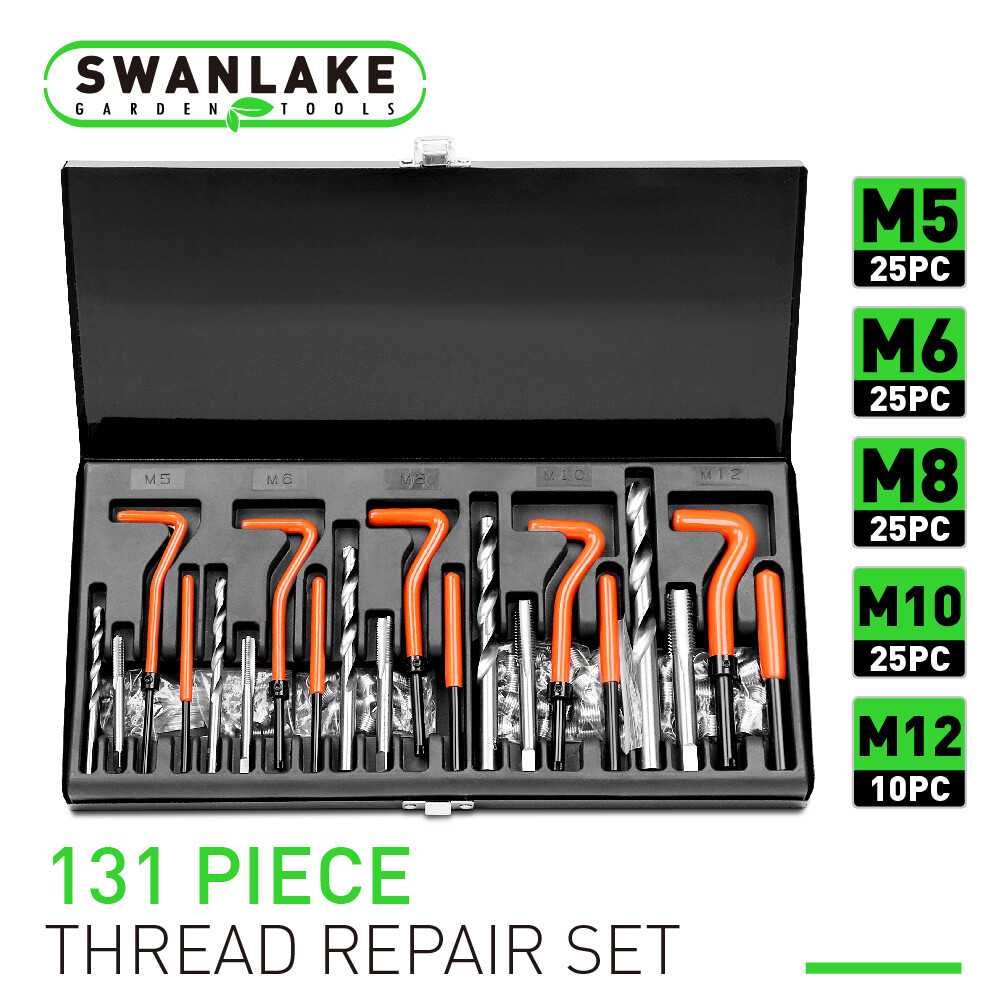 131Pc Thread Repair Kit HSS Drill Helicoil Repair Kit SAE Metric Inch&MM W/Case