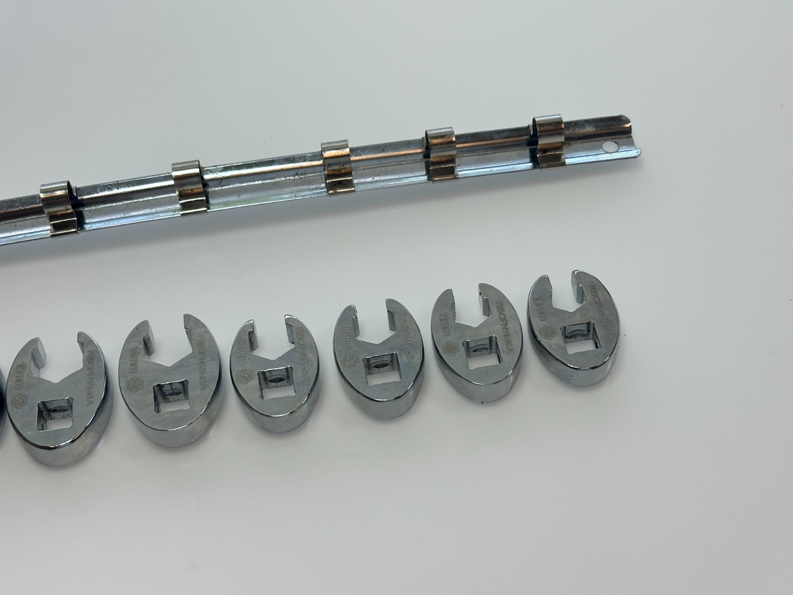 Matco Tools SRBCFNM10C 9pc 3/8» Metric 10-18mm Crowfoot Flare Nut Wrench Set