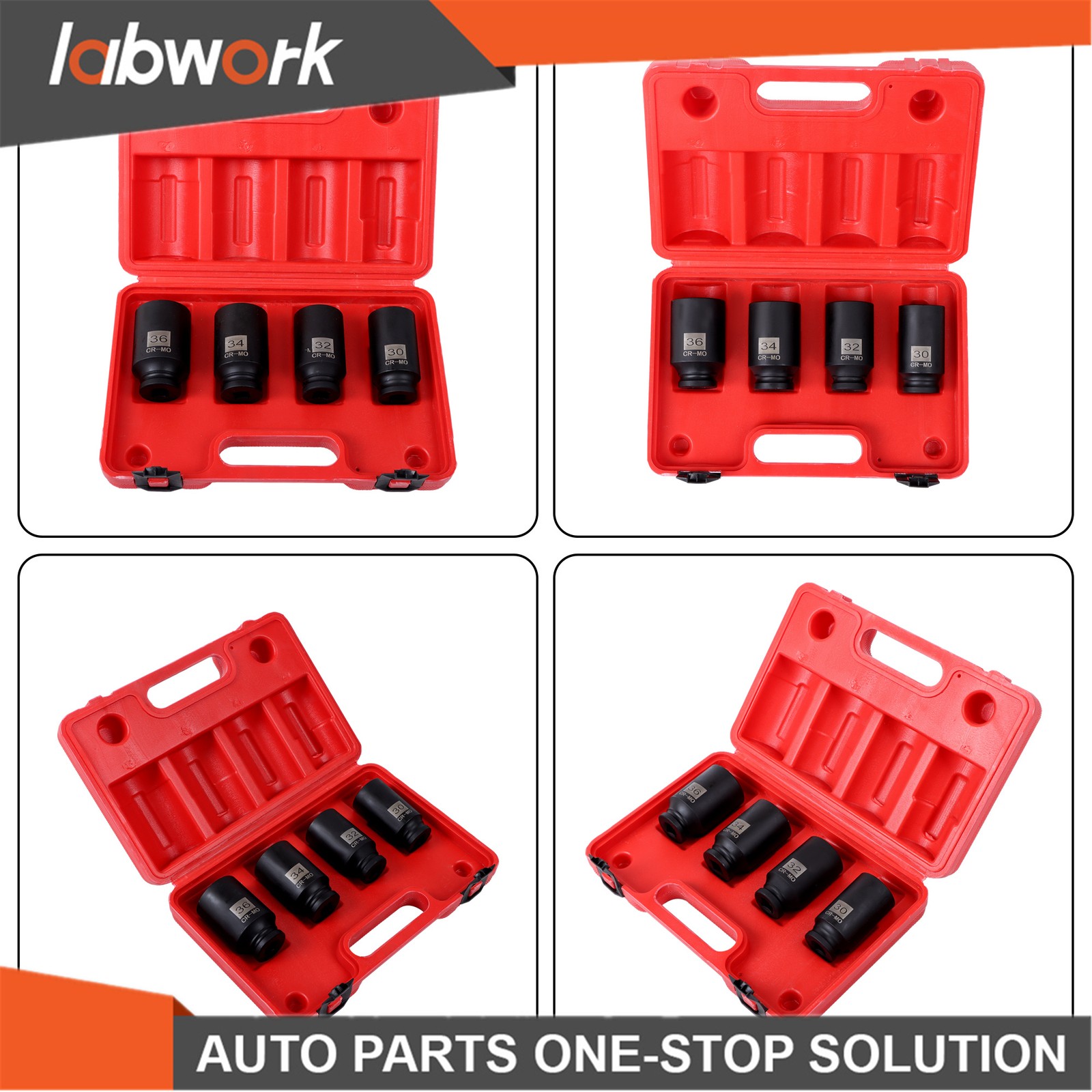 12 Point 30 32 34 36mm 1/2″ Drive Deep Spindle Axle Nut Impact Socket Set