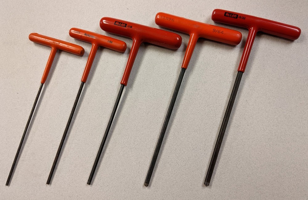 Vtg 1970s Hunter Tools 10-Pc T-Wrench Hex King Set metal case; 5 Allen, 5 Hunter