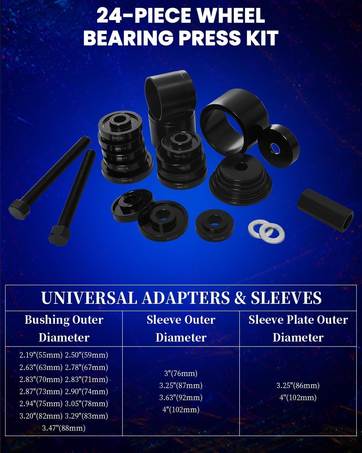 Universal 24-Piece Wheel Bearing Press Tool Set – Quality & Compact Case