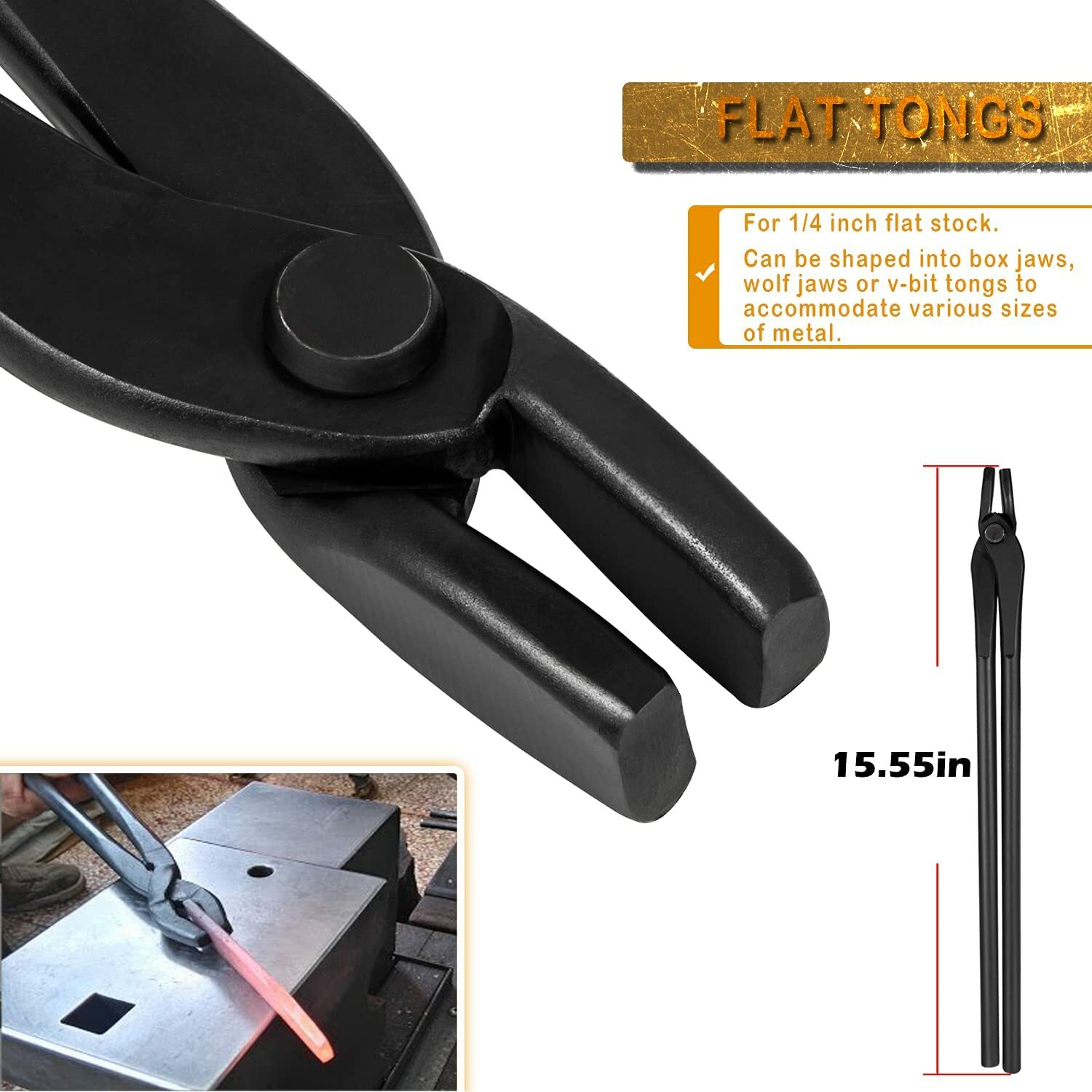 Knife Making Tongs Blacksmith Bladesmith Tong Set Vise Anvil Forge Tools-5PCS