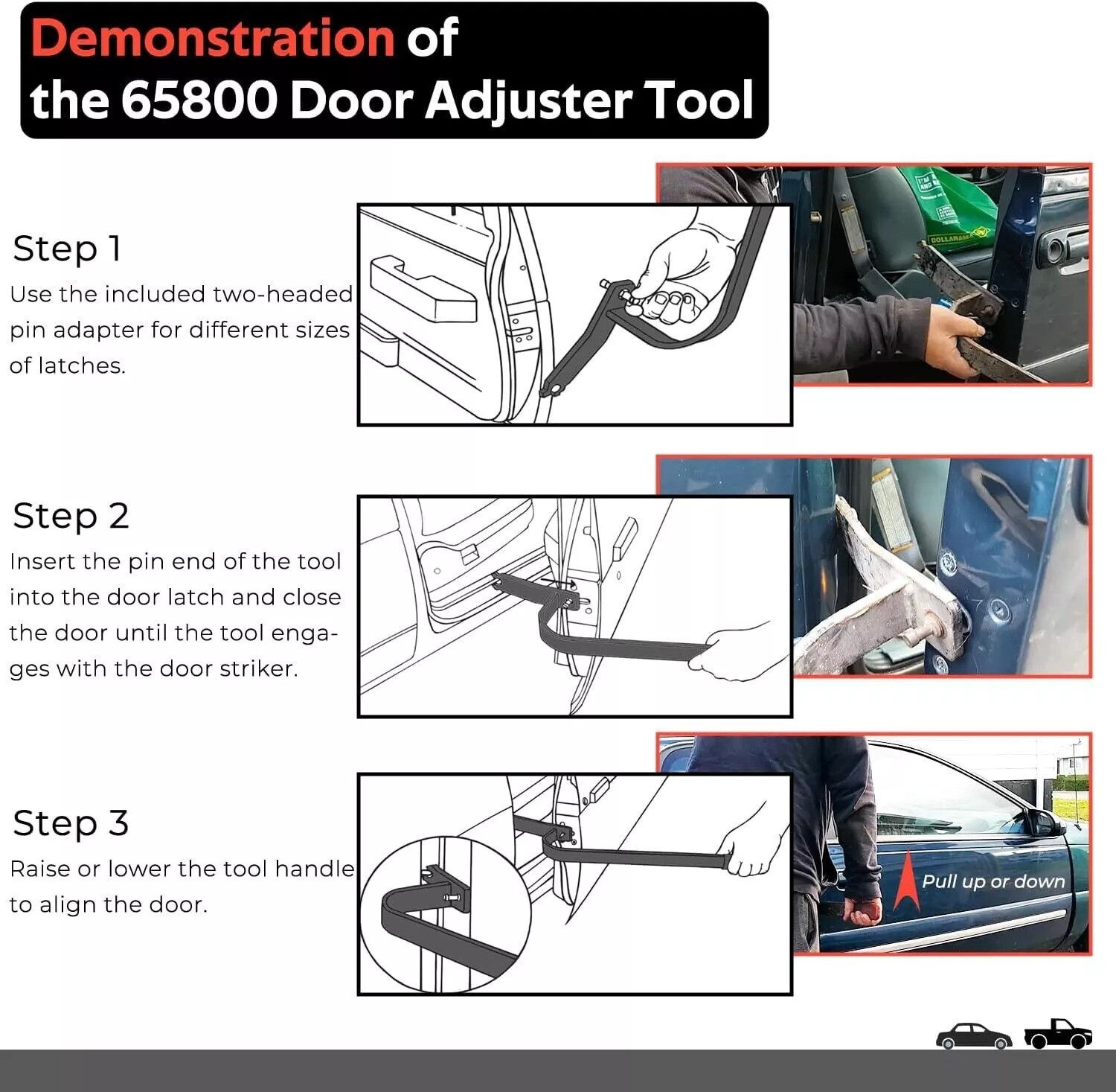 Door Alignment Tool 65800 Door Adjuster for Most Cars Both Bolted Welded Hinges