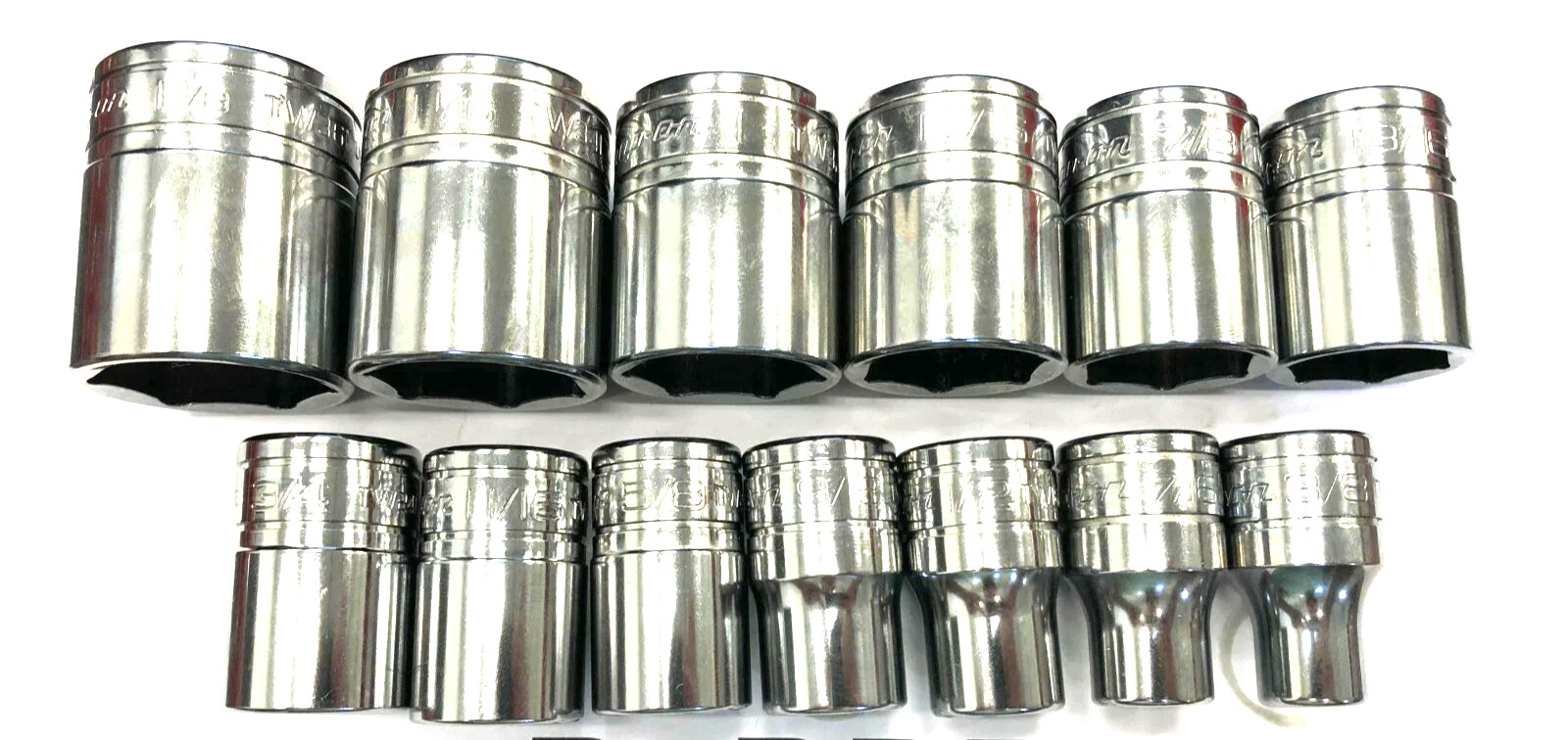 New Snap-on 1/2″ drive 3/8″ to 1 1/8″ 6-point Shallow Socket Set 313TWYA Unused