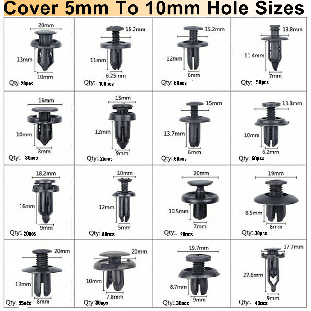 825pcs Car Retainer Auto Fasteners Push Trim Plastic Clips Pin Rivet Bumper Kit