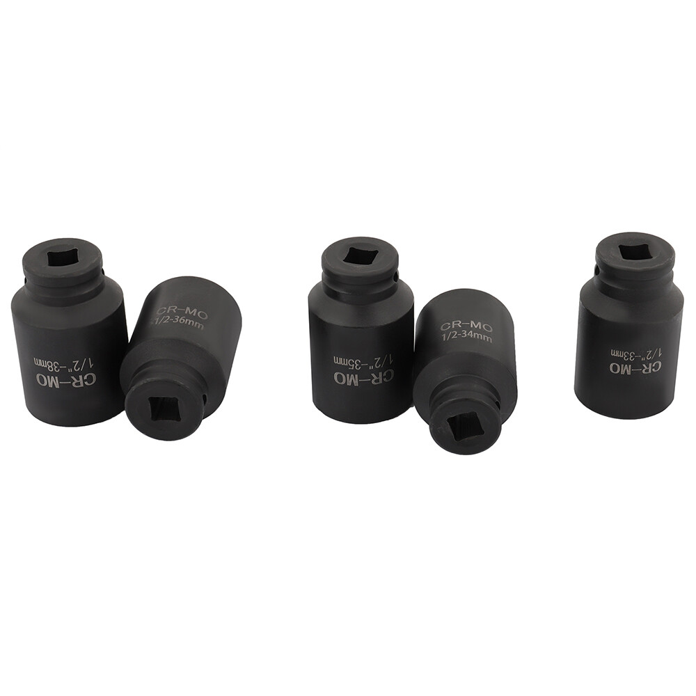 5pc 1/2″ DR. Front & Back (Metric) Wheel Spindle Axle Nut Deep Impact Socket Set