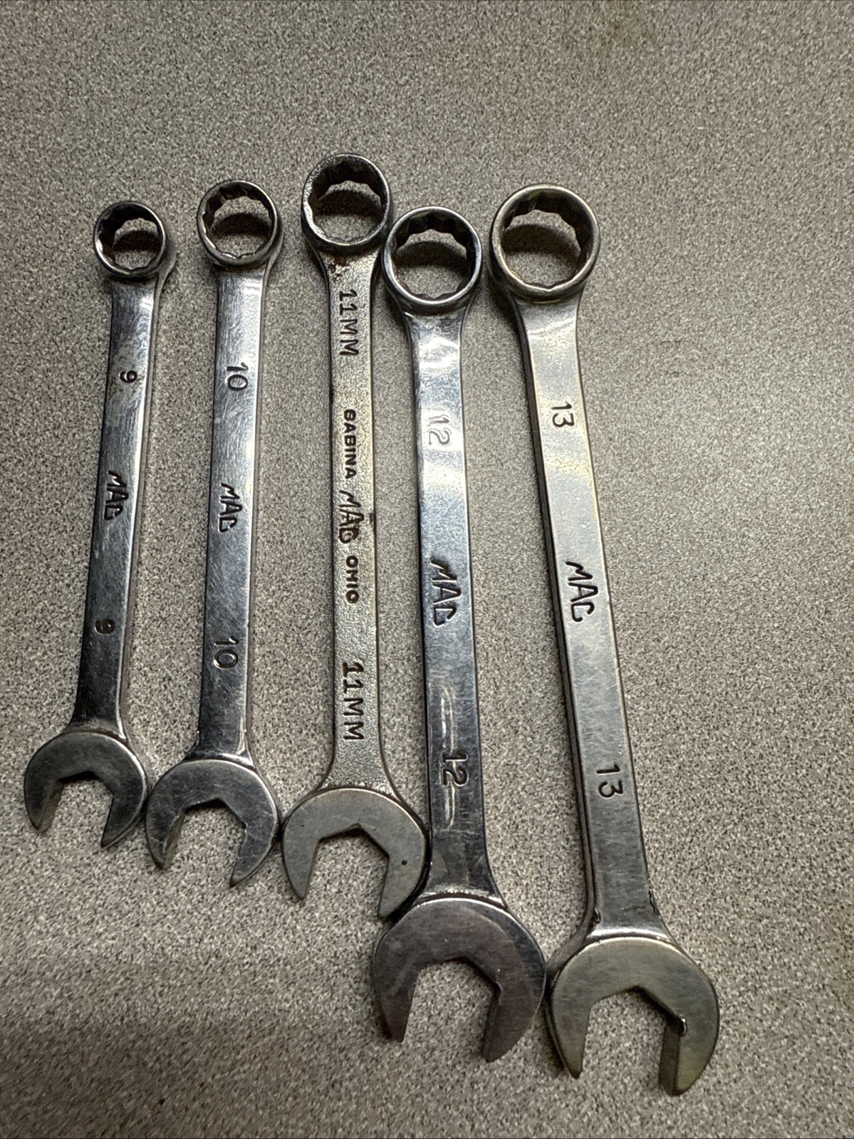 Mac Tools 11 Pc Metric Combination Wrench Set 9mm-19mm M9CW-M19CW w/rack